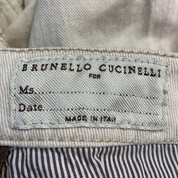 Size 10 Beige Cotton Blend Twill Monili Tapered Cuffed Casual Pants - Picture 9 of 12